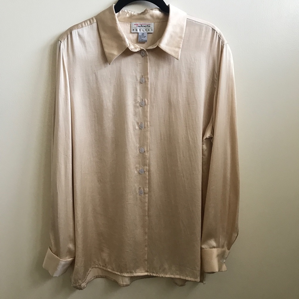 ❌ SOLD ❌ Talbots Beige 100% Silk Vintage Blouse 12